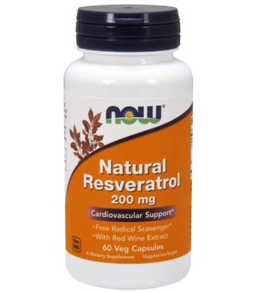 NOW FOODS NATURAL RESVERATROL 200mg 60 VCAPS