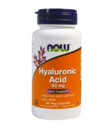 NOW FOODS HYALURONIC ACID 50MG + MSM 60VCAPS