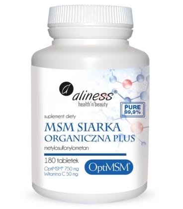 Aliness Siarka Organiczna Opti MSM 180 VEGE Tabletek