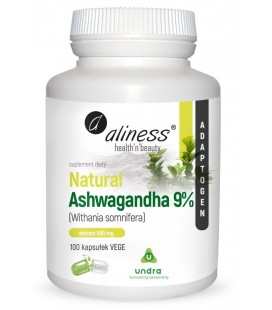 Aliness Natural Ashwagandha 9% Extract 580mg 100Vege Kapsułek